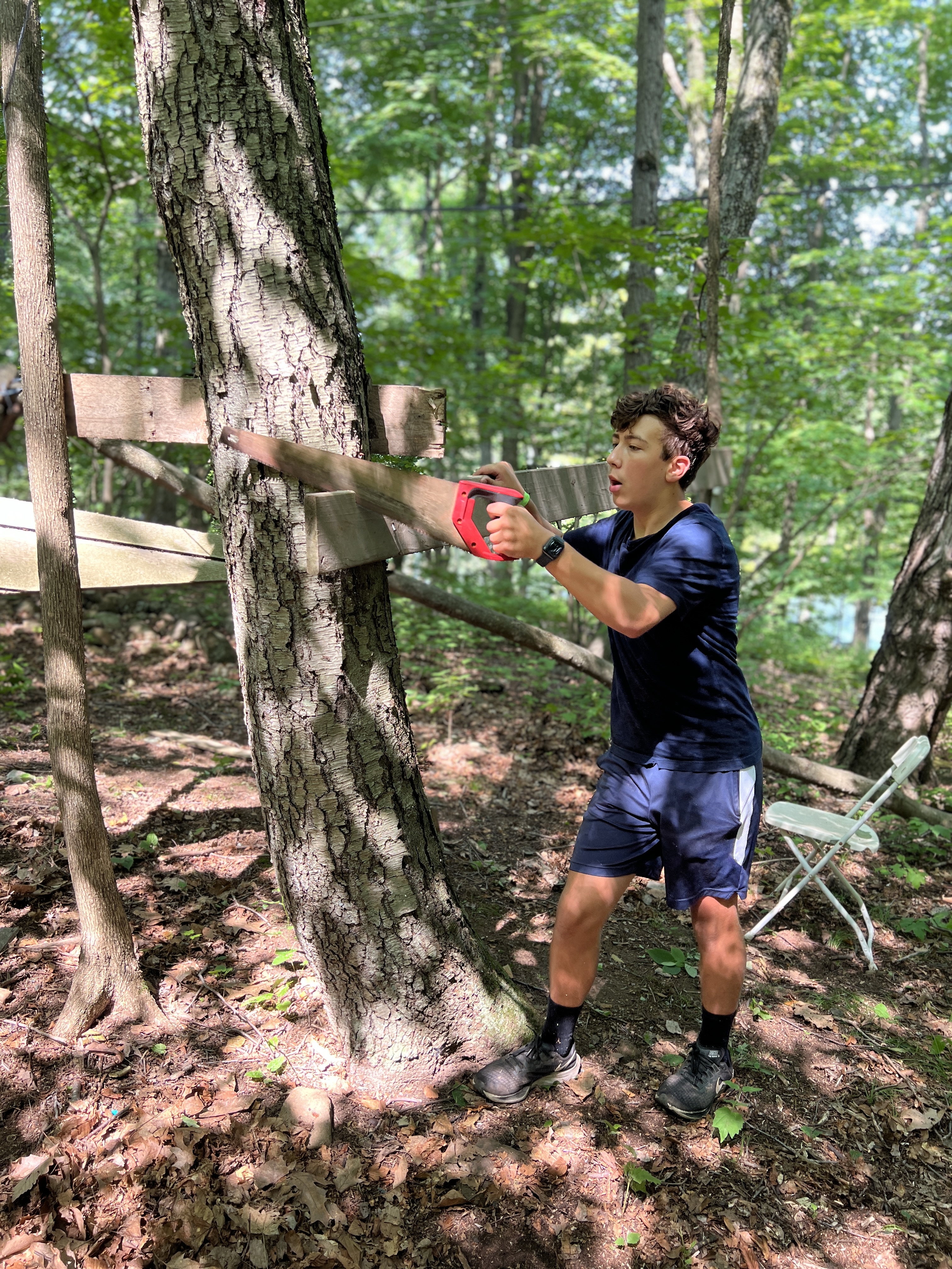 Mountain Mist Fort Building Campers with their tee pee structure they built 