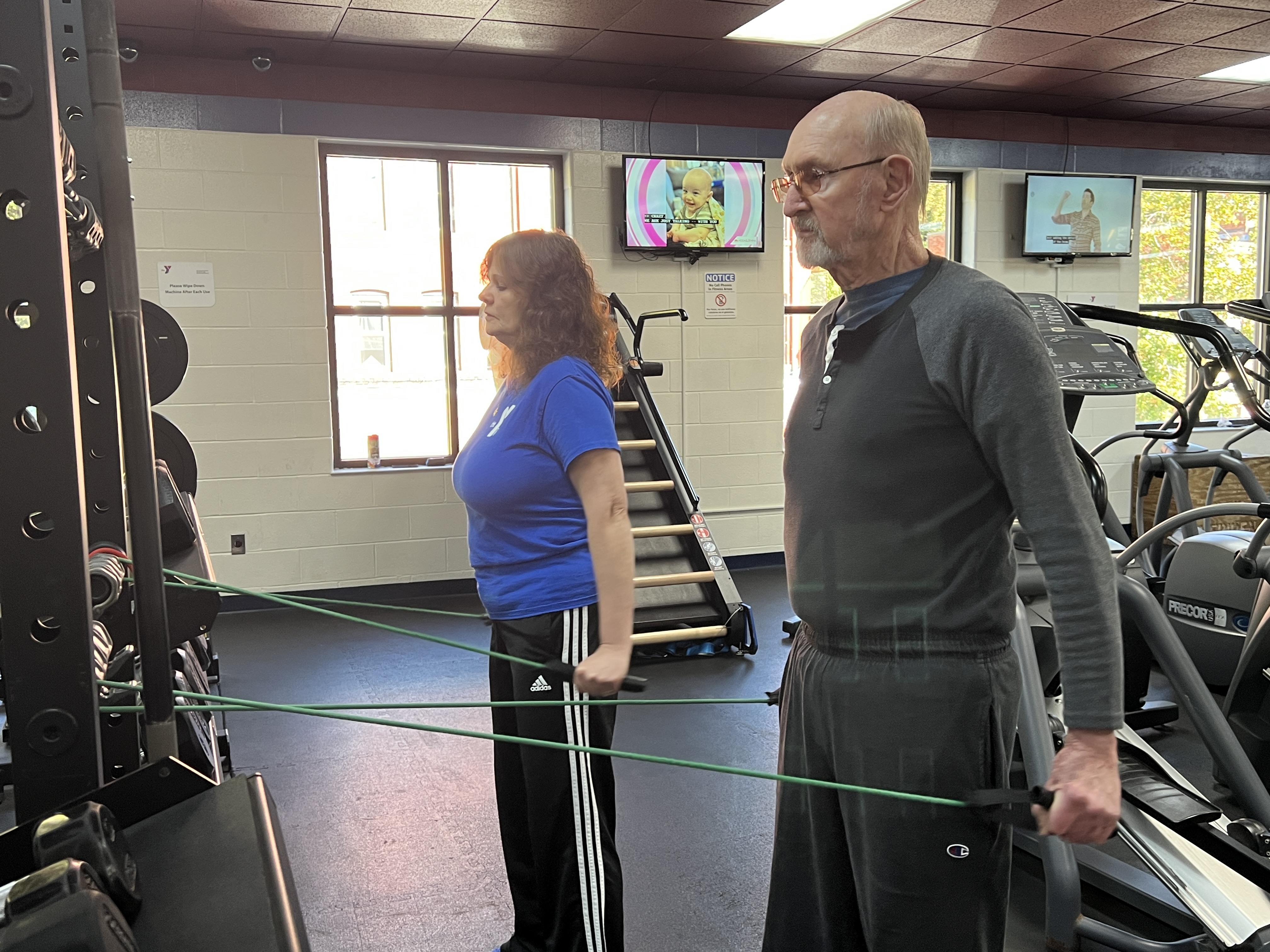 Meriden YMCA personal trainer working with member