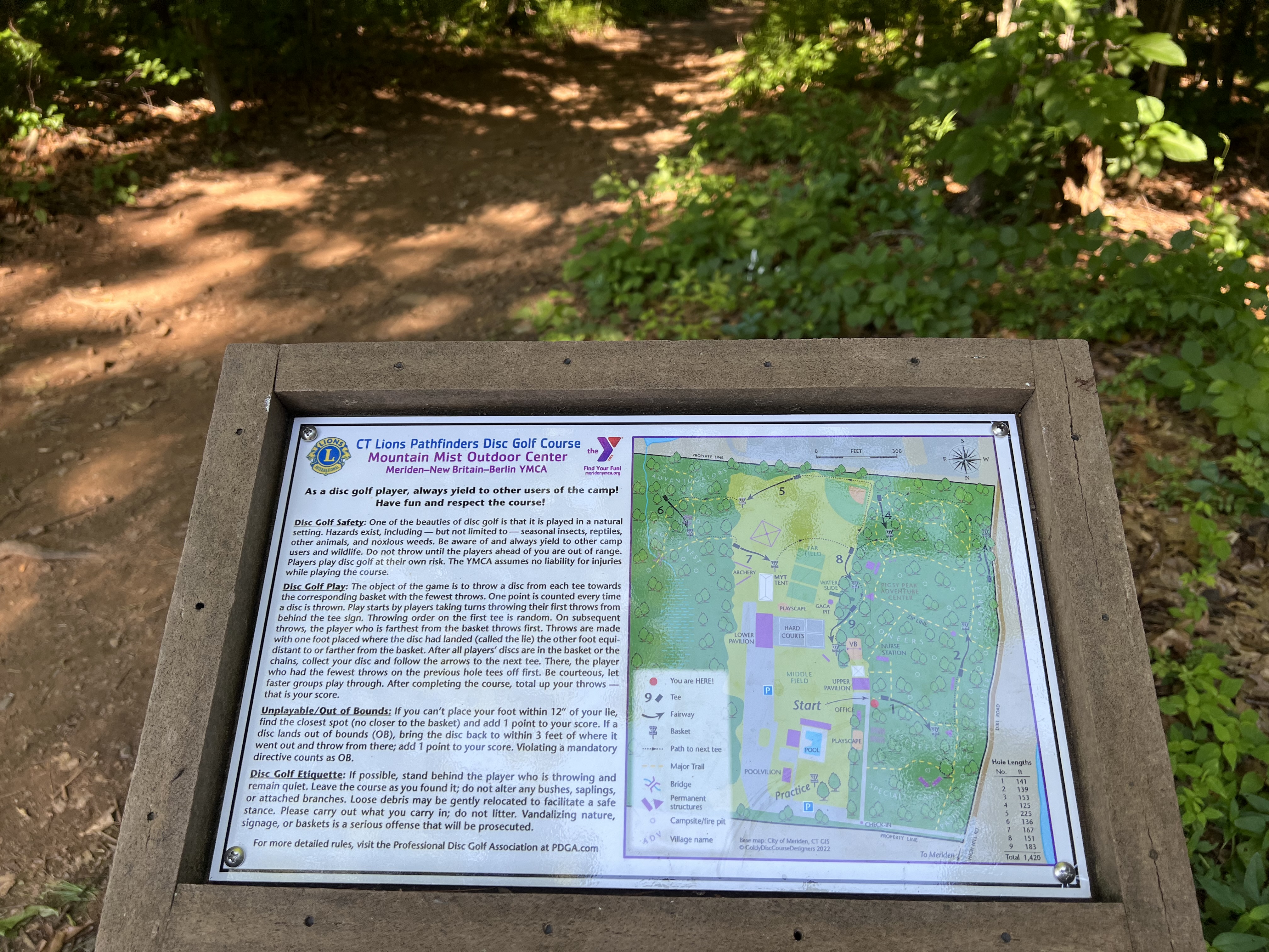 Trail map for CT Lions Club Pathfinders Disc Golf Course at Mountain Mist Day Camp
